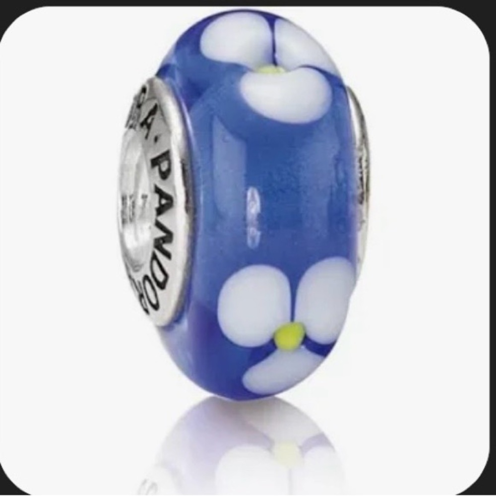 Pandora Blue and White Floral Charm
